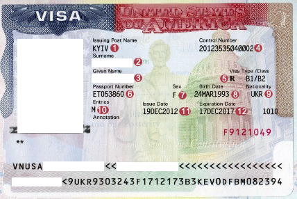 Where is the visa number located on a B1/B2 tourist visa? : r/USCIS